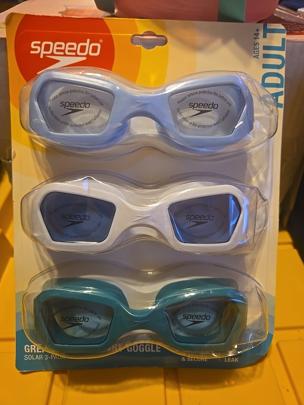 Speedo 3-Pack Swim Goggles in Light Blue, White, Teal